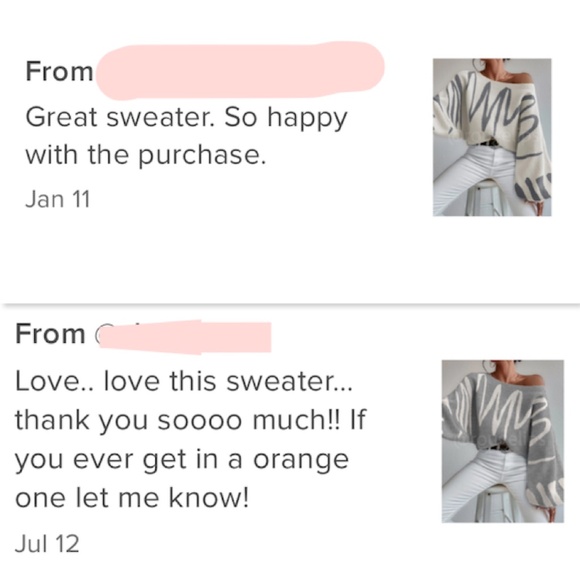 Knit Graphic Pullover Sweater Dirty Off White with Blue Bishop Sleeve Stretchy - Picture 10 of 11